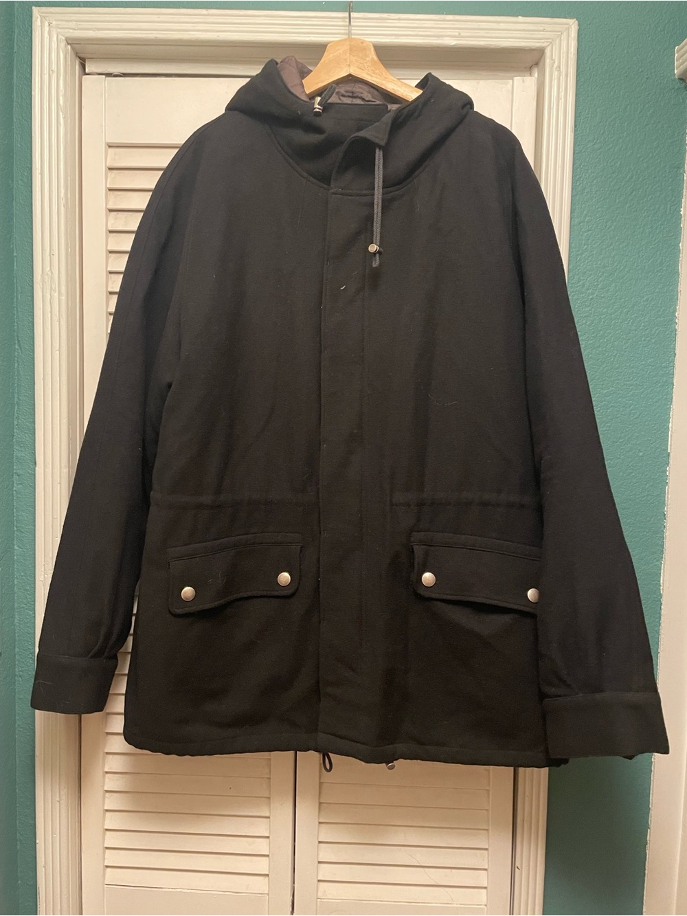 A.P.C. Black Hooded Military Field Jacket